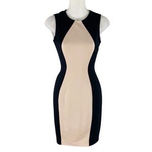 Boston Proper black tan color block bodycon dress